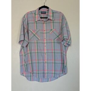 80's‎ Mervyn's Men's Collection XL Short Sleeve Plaid Button Down Shirt
